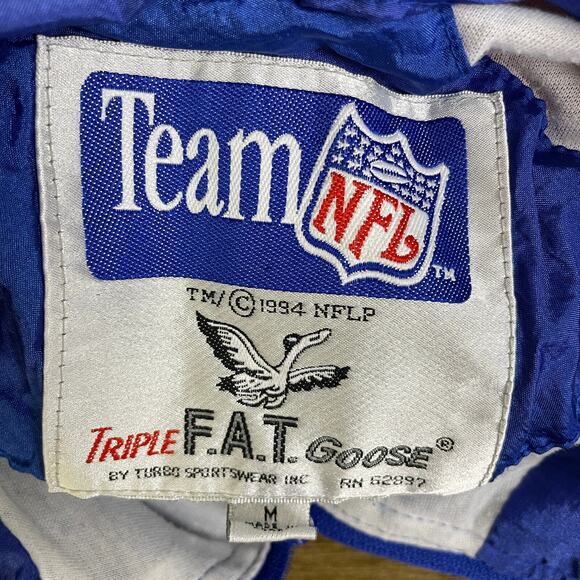 Vtg Team NFL Triple Fat Goose Giants Track Jacket Medium Windbreaker Mens Red - Picture 9 of 11